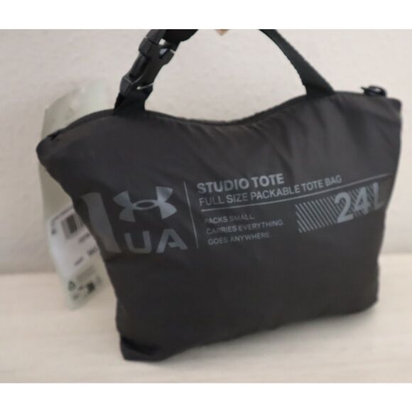 Under Armour 1381908-001 OSFM Black/Metallic Gun Metal Studio Packable Tote Bag - Picture 3 of 11